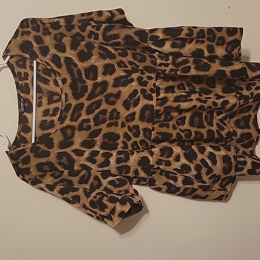 Shein Leopard Peplum Blouse
